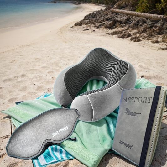 Noel Philips Limited Edition Travel Set – Pillow, Eye Mask & RFID Passport Holder ✈️